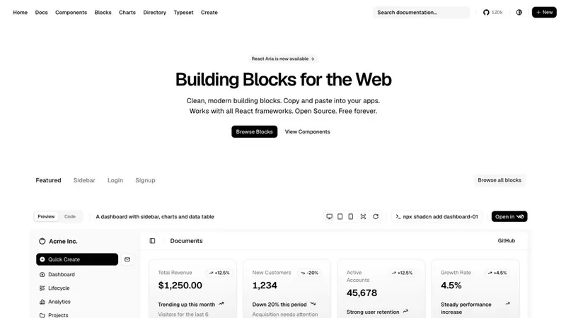 shadcn/ui component blocks, the foundation of the design system
