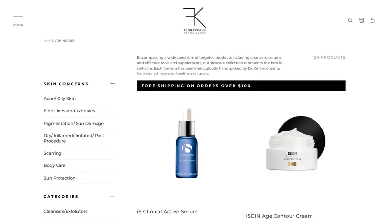 Dr. Flora Kim dermatology website