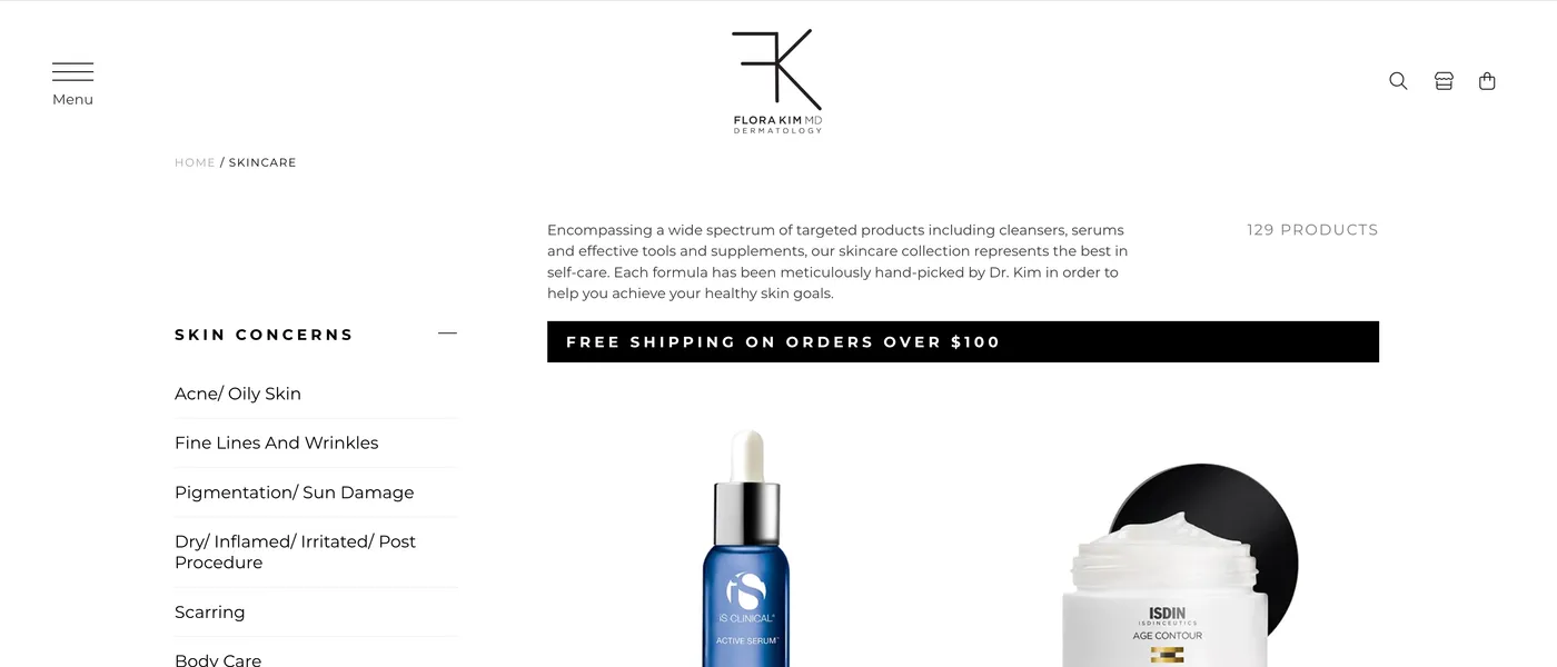 Dr. Flora Kim dermatology website
