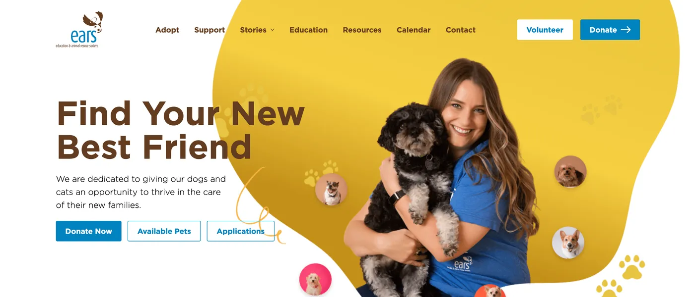 EARS Texas dog adoption website