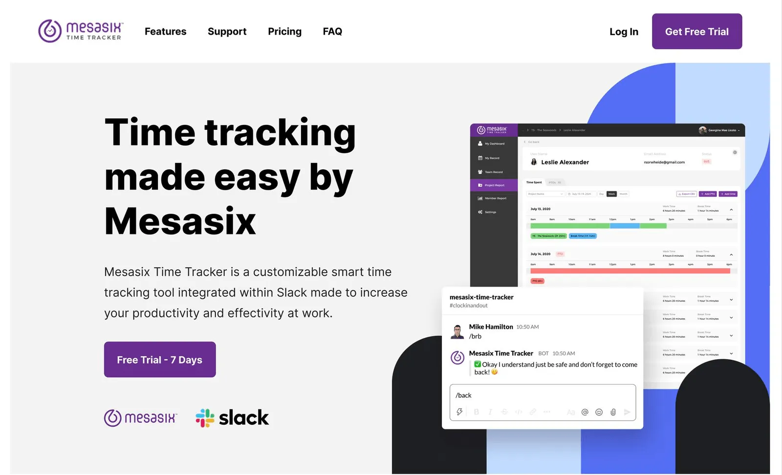 Mesasix Time Tracker marketing site
