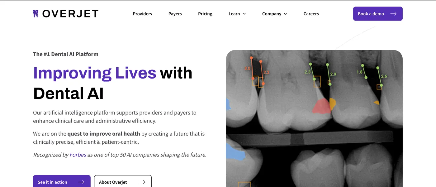 Overjet website homepage