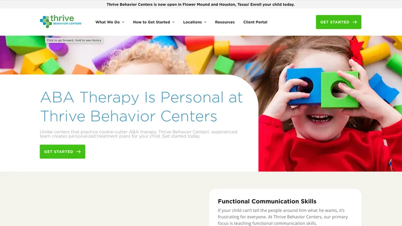 Thrive Behavior Centers website